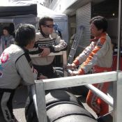 Team Engineer Enjou and drivers Igor Sushko and Tsubobayashi