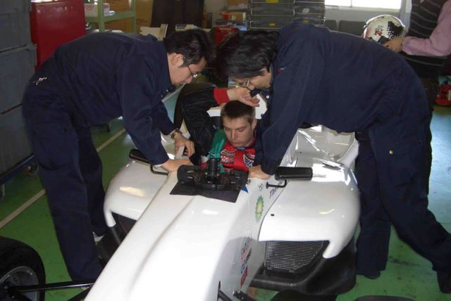 Igor Sushko test-fitting the Formula Challenge Japan (FCJ) open-wheel racecar.