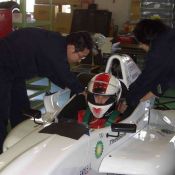 Igor Sushko test-fitting the Formula Challenge Japan (FCJ) open-wheel racecar.