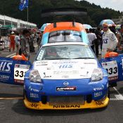 On the grid for the Super Taikyu series at Okayama Circuit. The H.I.S. Nissan Fairlady Z, piloted by Igor Sushko and Maejima Shy