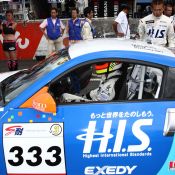 On the grid for the Super Taikyu series at Okayama Circuit. The H.I.S. Nissan Fairlady Z, piloted by Igor Sushko and Maejima Shy