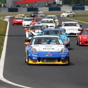 Parade lap for the Super Taikyu series at Okayama Circuit. The H.I.S. Nissan Fairlady Z, piloted by Igor Sushko and Maejima Shyu