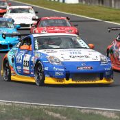 Parade lap for the Super Taikyu series at Okayama Circuit. The H.I.S. Nissan Fairlady Z, piloted by Igor Sushko and Maejima Shyu