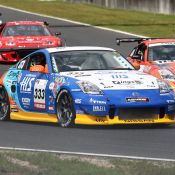 Parade lap for the Super Taikyu series at Okayama Circuit. The H.I.S. Nissan Fairlady Z, piloted by Igor Sushko and Maejima Shyu