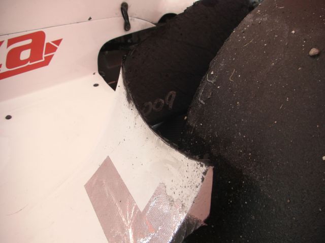 Damage from Q1 rear flare support rod failure.