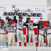 The Super Taikyu Rd. 3 Fuji podium. Igor Sushko, Masaaki Nagashima, and Kazuomi Komatsu in 3rd place.
