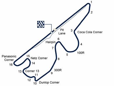 Track map of Fuji Speedway as of 2008
